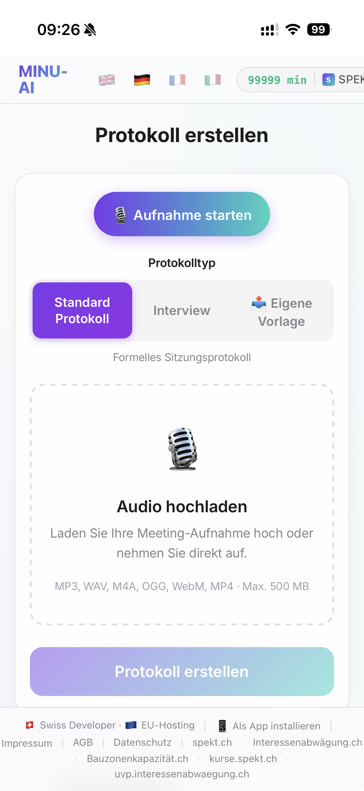 MINU-AI – Handyansicht